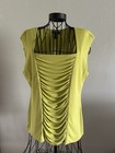 Alfani Womens Size Xl Chartreuse Lime Green Sleeveless Ruched Front Blouse Top