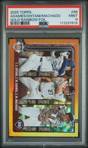2025 Topps Series 1 NL RBI Leaders Shohei Ohtani + #86 Gold Foil /50 PSA 9 POP 2