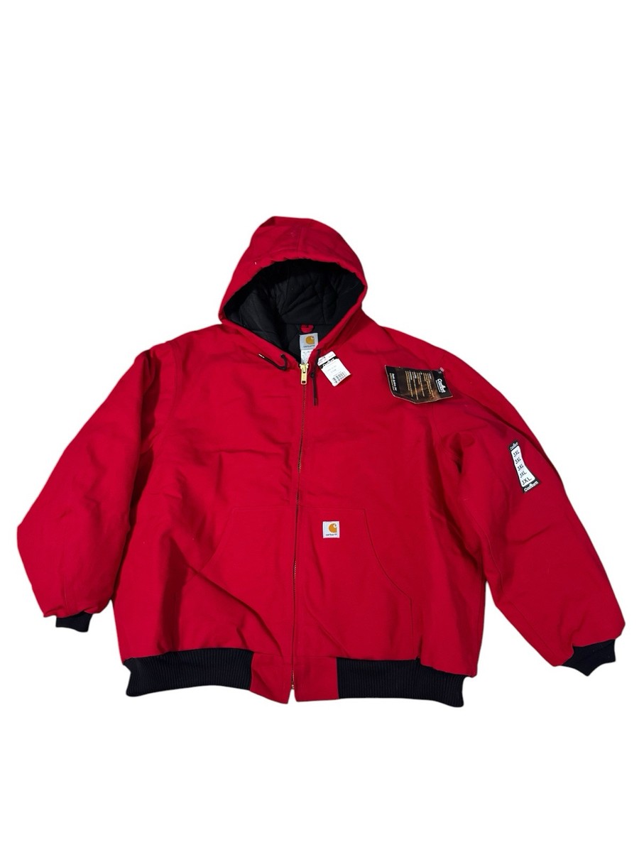 VTG NWT Carhartt J140 Red Duck Canvas Hooded Coat Mens 3XL Quilted