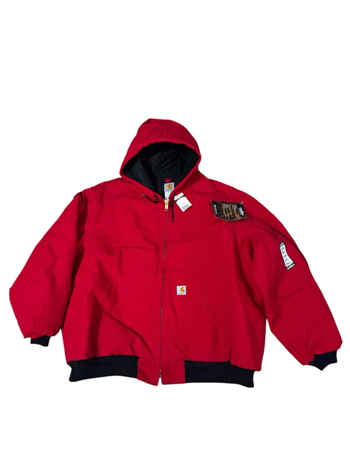 VTG NWT Carhartt J140 Red Duck Canvas Hooded Coat Mens 3XL Quilted