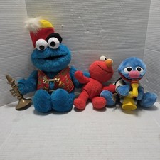 Vtg Tyco Sesame Street Plush Lot Of 3 Elmo Cookie Monster Grover Rock  Roll EUC