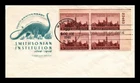 Dr Jim Stamps 1946 Smithsonian Institution Plate Block House Of Farnum Fdc