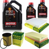 Inspektionspaket 7L Motul 8100 X-Clean+ 5W-30 FüR VW Touareg 3.2 V6 3.6 Audi Q7