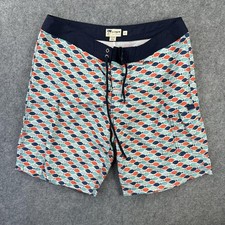 J.Crew Board Shorts Mens Medium Multicolor Fish Print Swim Trunks Beach