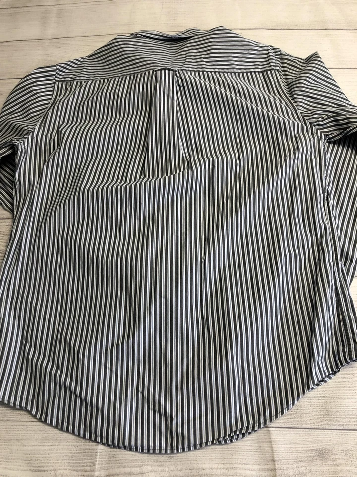 Camisa John Bartlett Consensus Para Hombre Grande Negra Azul Blanca Rayas Abotonada Foto 4 de 4