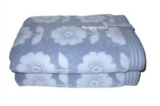 CARO Blue White Flower Plush Bath Towel Set - 100 Cotton - 2 Piece New
