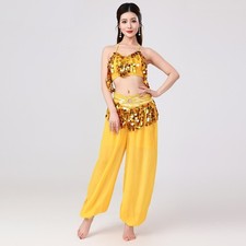 Belly Dance Costume Stage Performance Chiffon Sequins Top Harem Pants 7 Colors
