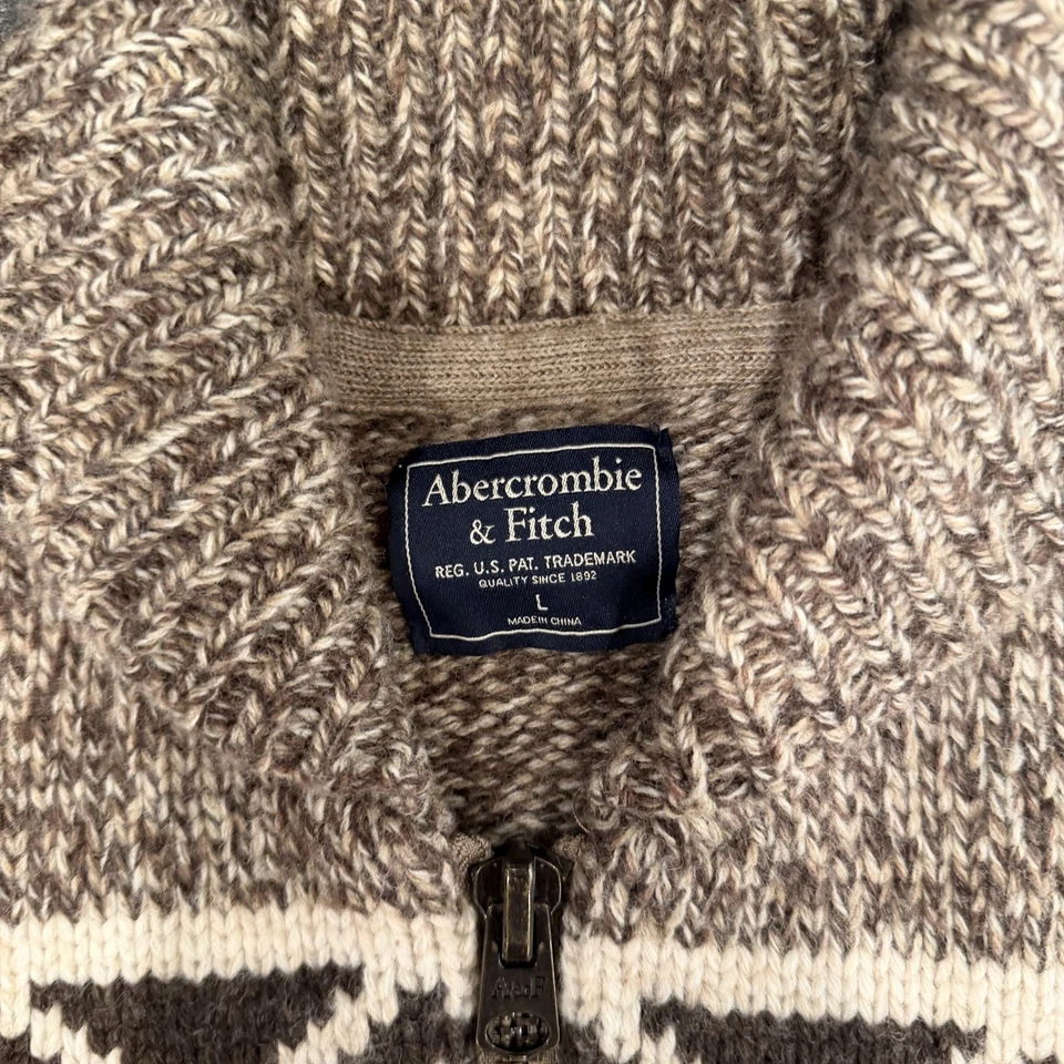 Cárdigan tejido trucha Abercrombie & Fitch cuello chal grande mezcla de lana Cowichan Foto 2 de 4