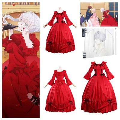 May I Ask for One Final Thing Scarlet El Vandimion Red Evening Gown Costume Wig