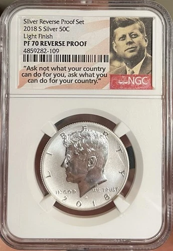2018-S NGC PF70 Reverse Proof Silver Kennedy Half Dollar & Ultra Cam Clad Proof