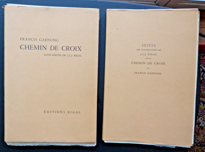 FRANCIS GARNUNG CHEMIN DE CROIX eaux fortes  de J.J.J. RIGAL  1/20 rives  1950