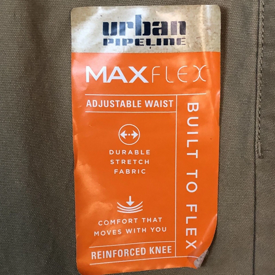 Pantalones de mezclilla escolares URBAN PIPELINE Max Boy 14 tostados/caqui cintura ajustable nuevos Foto 2 de 4