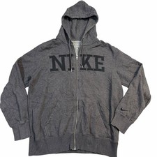 Vintage Nike Spell Out Full Zip Hoodie Gray Embroidered Logo L 446576-071