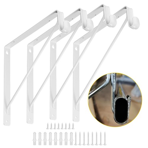 4 Pack Closet Shelf & Rod Brackets, Heavy Duty Oval Closet Rod Shelf Bracket ...