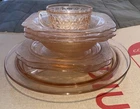 Pink Depression Glass Lot Of 7 Antique Plates Bowls And A Teacup