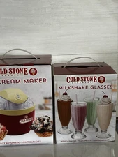Cold Stone Creamery Ice Cream Maker 1pt Milkshake Glasses New