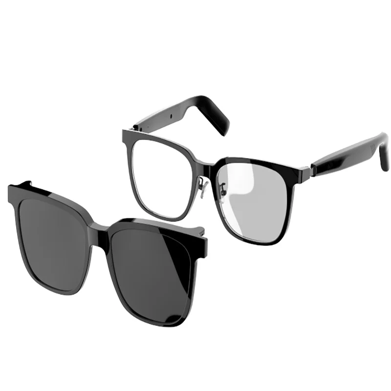 2-in-1 Magnetic Clip-On Bluetooth Smart Glasses with Wireless Earbuds for Music & Calls