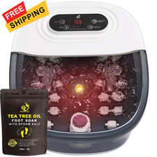 Foot Spa Bath Massager with Heat Bubbles and Vibration Massage Jets, Grey