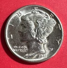 1941 Choice Uncirculated US Mercury SILVER Dime "Philadelphia" Mint! Old Coin!