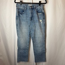 Pistola Distressed Straight Leg Jeans Women  s 29 Raw Hem 100 Cotton
