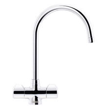 Franke Danube J Spout Traditional Twin Lever Chrome Kitchen Mixer Tap