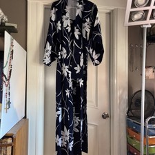 Navy Blue White Floral Yukata