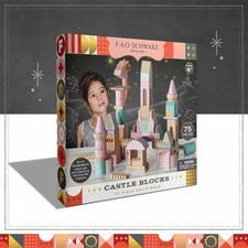 FAO Schwarz Princess Castle Wooden Buildng Blocks Pastel Colors 75 Pcs NEW
