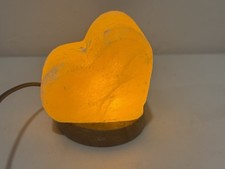 Himalayan Salt Lamp Table Heart Shape Crystal Salt Rock Lamp Wood Base