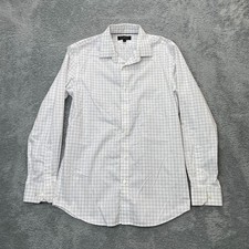 Banana Republic Shirt Mens Medium White Plaid Non Iron Standard Fit Button Up