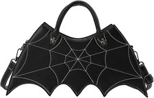 Bat Spider Web Shoulder Bag Purse Crossbody Women Halloween Handbag Wing Tote