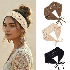 Set of 3 Boho Headbands for Women - Crochet Knit Hair Accessories A3