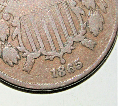 1865 2 Cent Piece Re-Punch Date Fancy 5 ERROR
