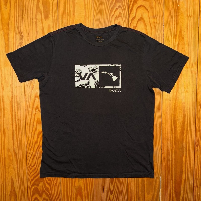 RVCA Hawaii Gray T-shirt Mens Size XL Pm Tenore  Box Graphic Standard Wash