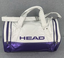 Vintage Retro Head Duffle Holdall Bag White / Purple Big Logo Sports Gym Bag