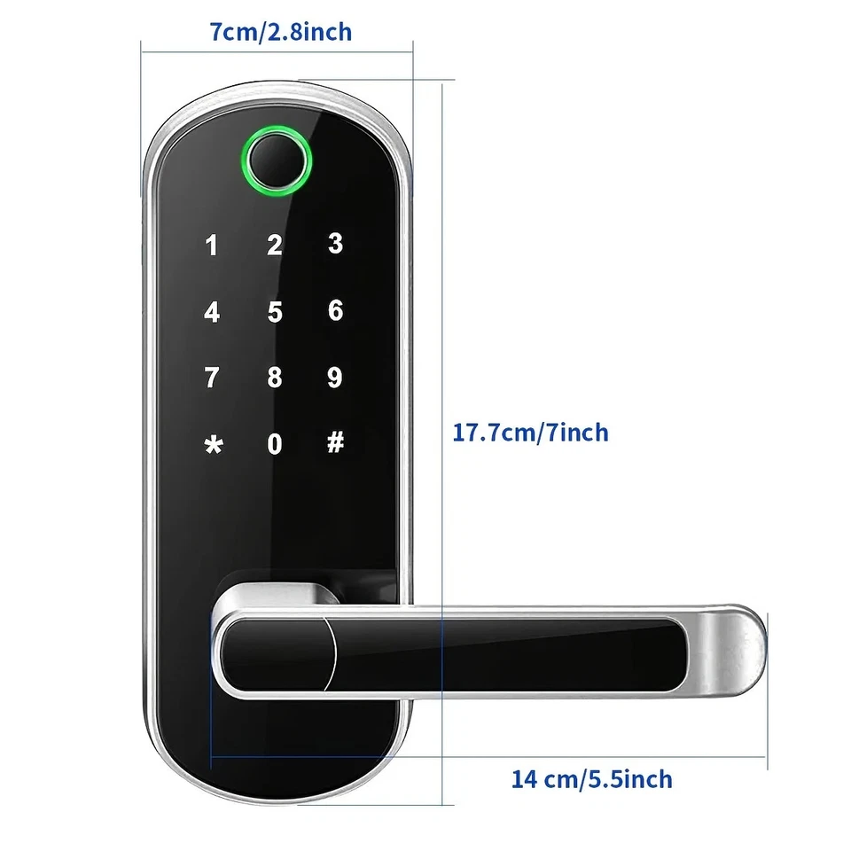 Smart Fingerprint Door Lock App Remote Keyless WIFI Digital Touchscreen Lock NFC - Image 3 of 4