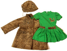 VTG 1960s LITTLE GIRLS 3-PC WINTER SET LEOPARD PRINT FAUX FUR COAT/HAT/DRESS 4T