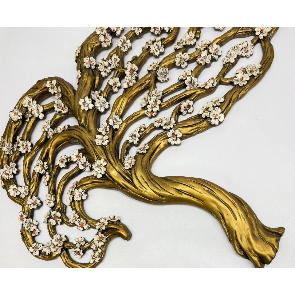 Vintage Large Mcm Universal Statuary Corp Dogwood Tree Wall Hanging Retro Floral - Image 4 of 4