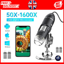 1600X USB Digital Microscope Camera 8 LED Magnifier Endoscope Android PC UK