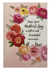 Mother’s Day Card For Mom From Both of Us Floral/Jewels/Gold Foil Hallmark NEW
