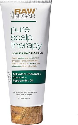 Raw Sugar Pure Scalp Therapy Mask Charcoal Coconut Peppermint 6.7oz