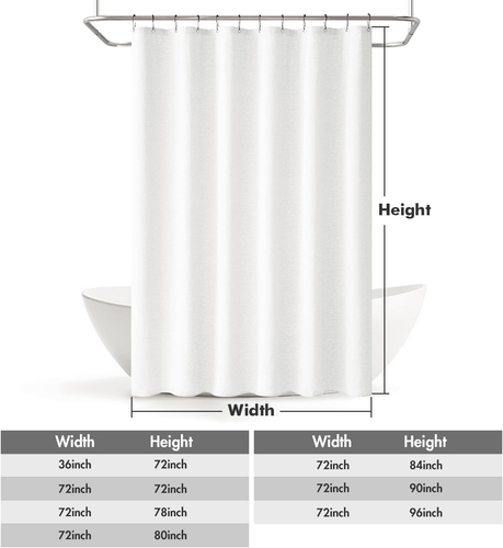 MIULEE Extra Long Linen Shower Curtain 90 Inches Long with 12 Metal Hooks Washab - Picture 6 of 12