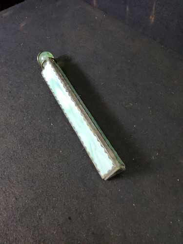 AMAZING VINTAGE HANDMADE SLAG GLASS & PEWTER FOOTED KALEIDOSCOPE w STAINED GLASS - Picture 4 of 20