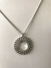 DIAMONIQUE CZ CURB DESIGN PENDANT WITH CHAIN, STERLING OR 18K CLAD  (M4870-12/52