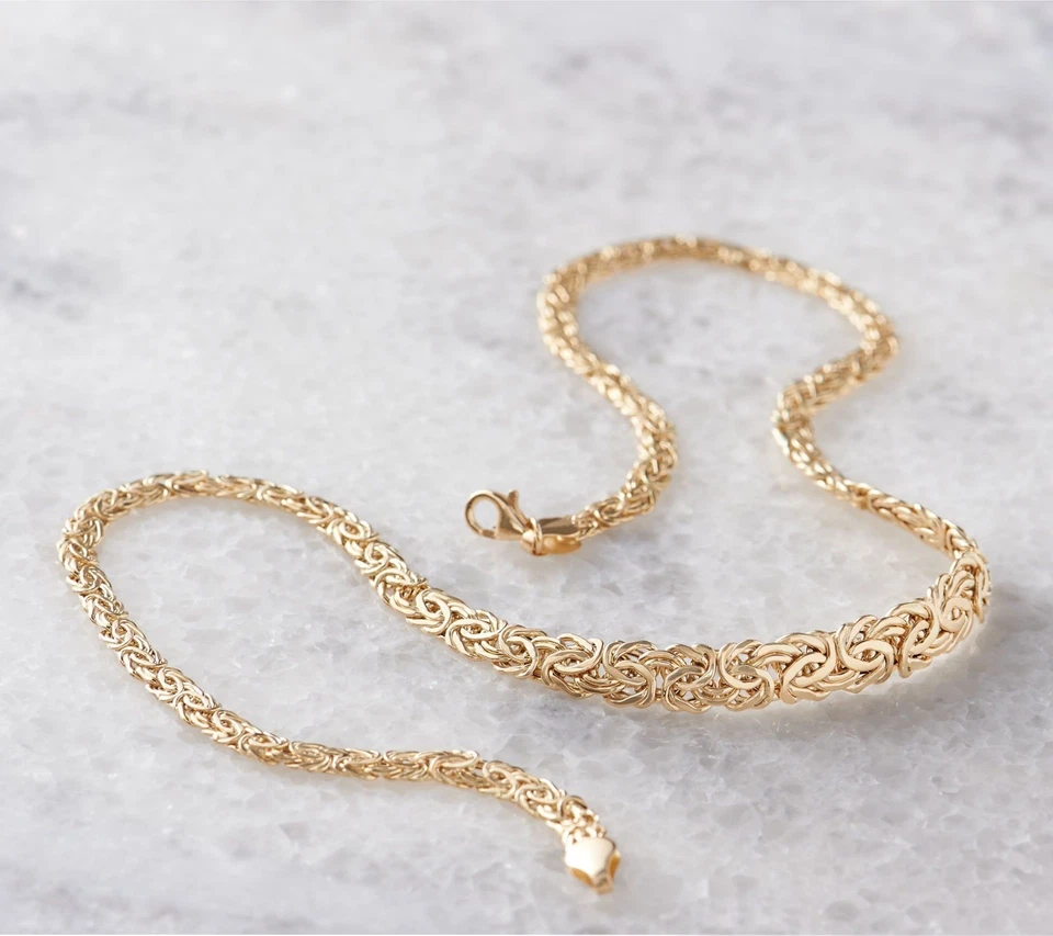 Graduated Byzantine Chain Necklace Real 14K Yellow Gold QVC 16" 18" 20" - Image 2 of 4