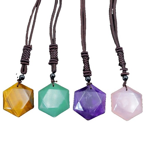 New 24pcs crystal stone Healing Pointed Chakra Pendants Hexagonal Gemstones Amazon.com: Cruzix 24 PCS Crystal Necklace Pendant  main image 3