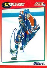 Charlie Huddy autographed Hockey Card (Edmonton Oilers) 1991 Score #247