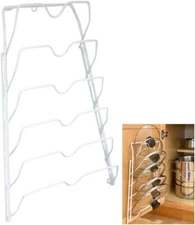 Kitchen Storage Cabinet Pot Lid Rack Cover Holder Organizer Pantry Cupboard Whit