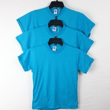 VINTAGE Russell Athletic Youth M Electric Blue T-Shirts - Lot of 3