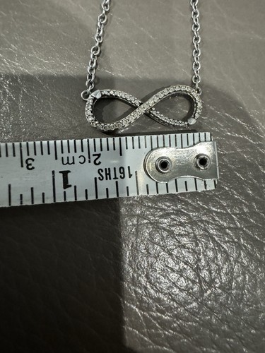 sterling silver925 Diamond (tested) Infinity Necklace 18” Chain - Picture 8 of 8