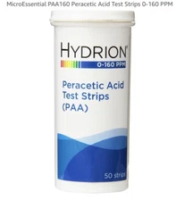 Hydrion PAA-160 Peracetic Acid Test Strips 350pc 0-160PPM 7 pack food safety PAA